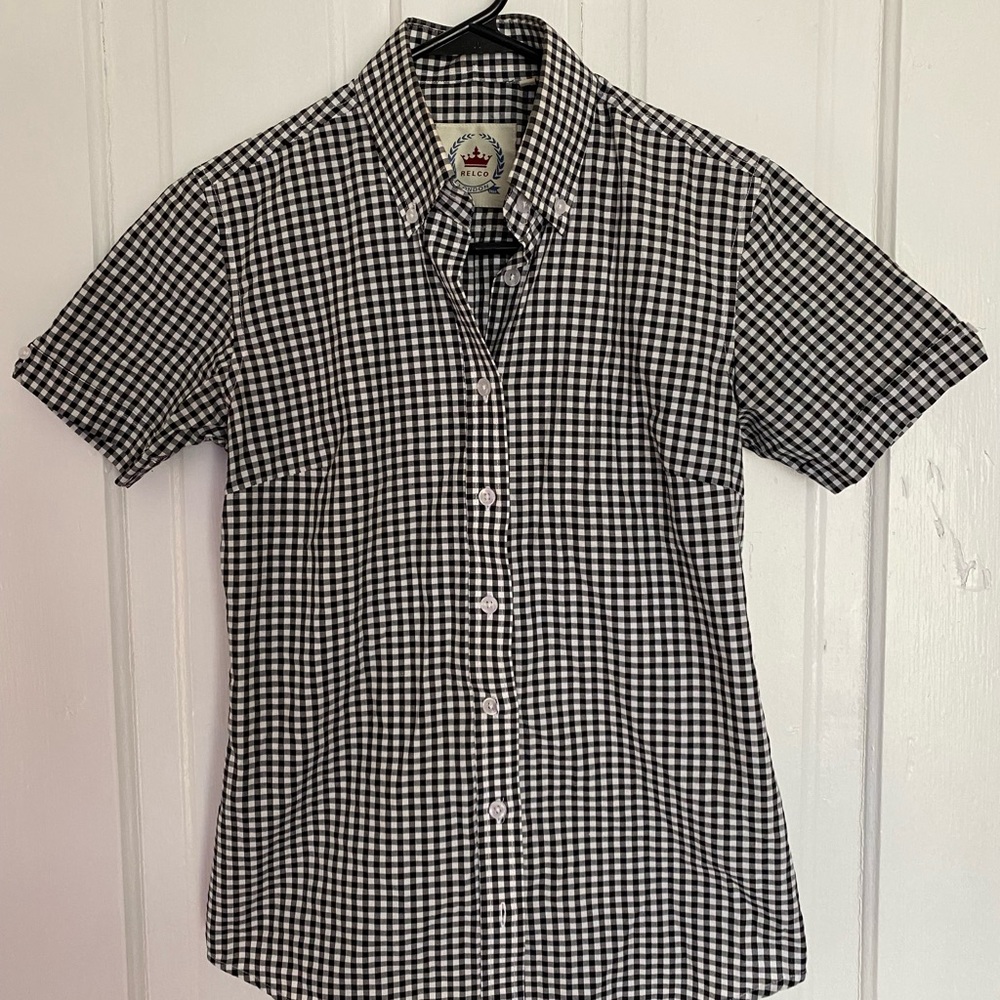 Relco London Black and White Gingham Button Down